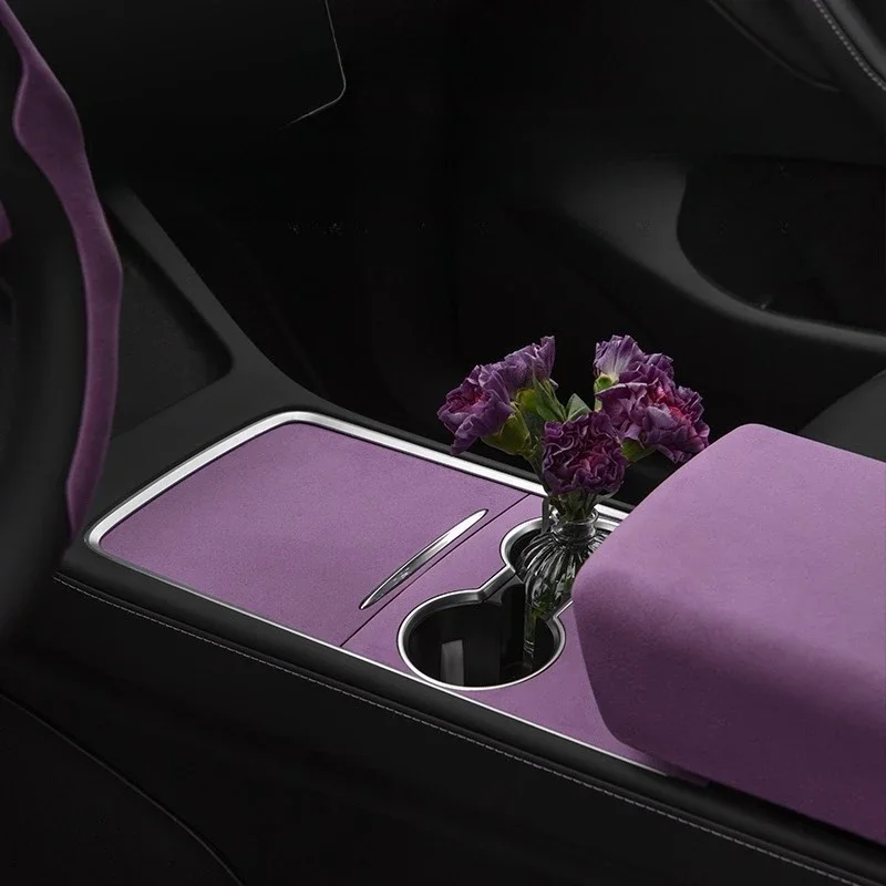 For Tesla Model Y/3 Interior Armrest Box Steering Wheel Cover Center Control Dashboard Decorative Strip Accesorios Para Auto