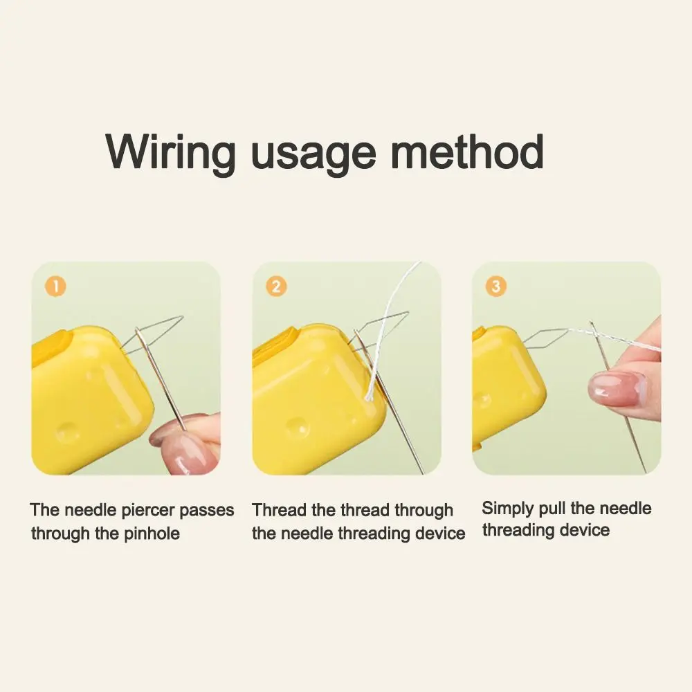 3in1 Plug-in Needle Threader Needlework Stretchable Picking Thread Remover Double Head Remover Needle Threading Tool