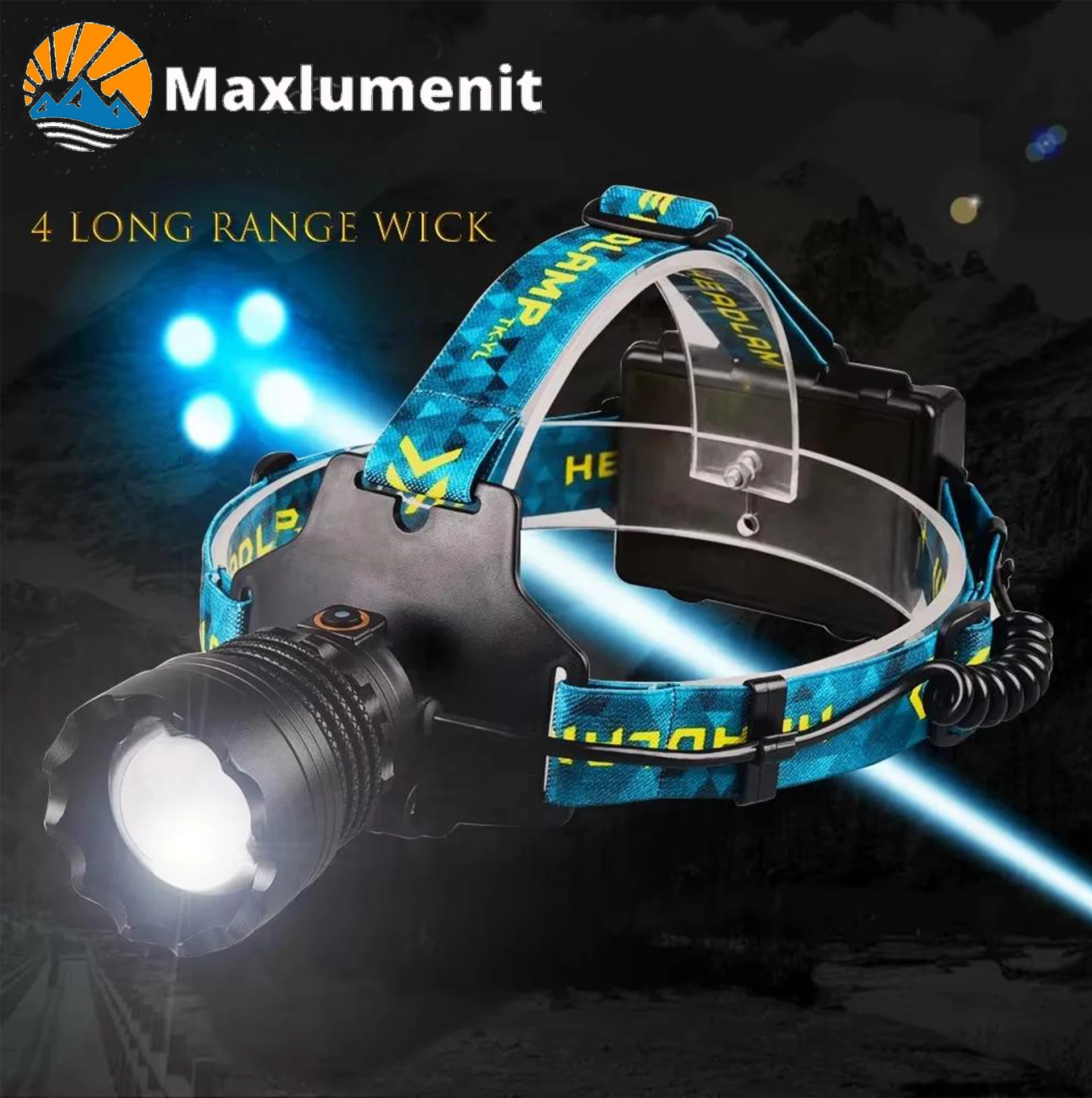 

4*500W LED High Power Headlamp Powerful Headlight USB Rechargable Waterproof Super Bright Lantern Head Torch Fishlight