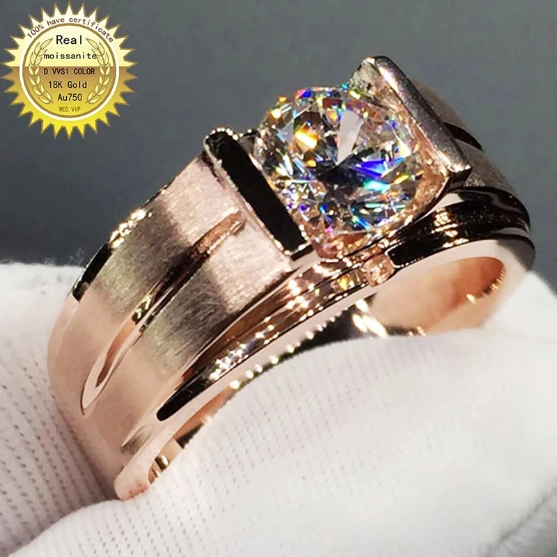 

18K Au750/14K Au585/9K Au375 Rose Gold Ring Round D VVS 1，2 Carat Moissanite Diamonds Wedding Party Engagement Anniversary Ring