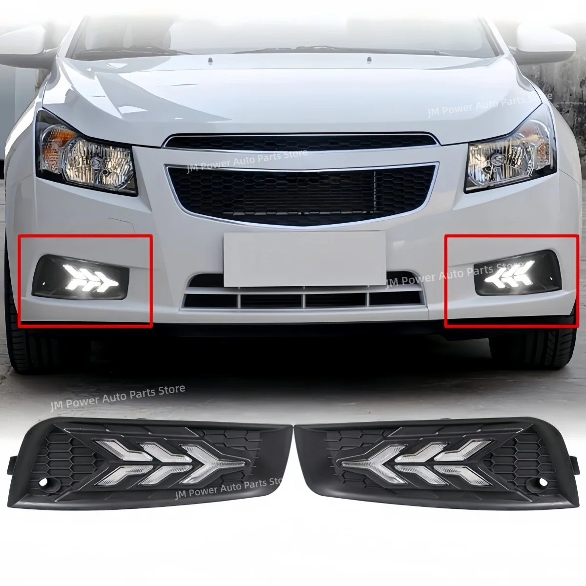 For Chevrolet Cruze 2009-2013 Daytime running light Modification LED 3-color Fog lamp Turn signal Decorative light Auto parts