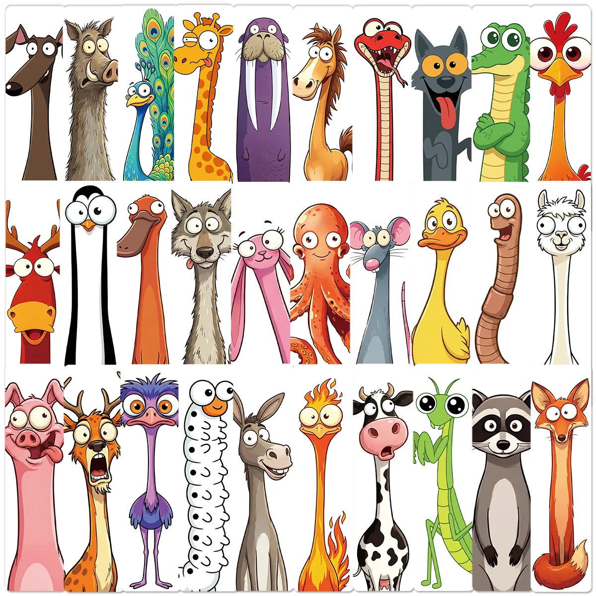 30 Pcs Funny Animal Series Creative Bookmarks Student Stationery Reading Markers Paper Funny Bookmarks