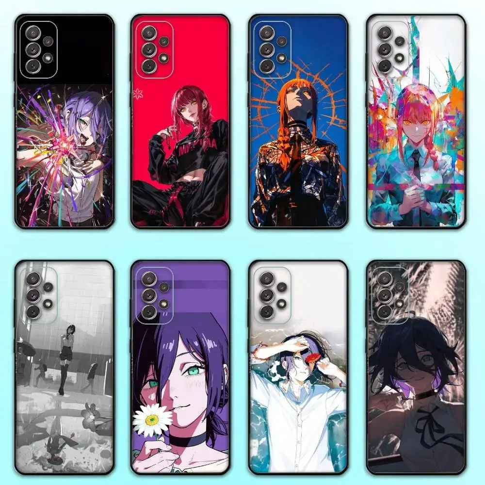 C-Chainsaw Man R-Reze 電話ケース Samsung S25、S24、S21、S22、S23、S30、Ultra、S20、Plus、Fe、Lite、Note、10、9、5G ブラックカバー用