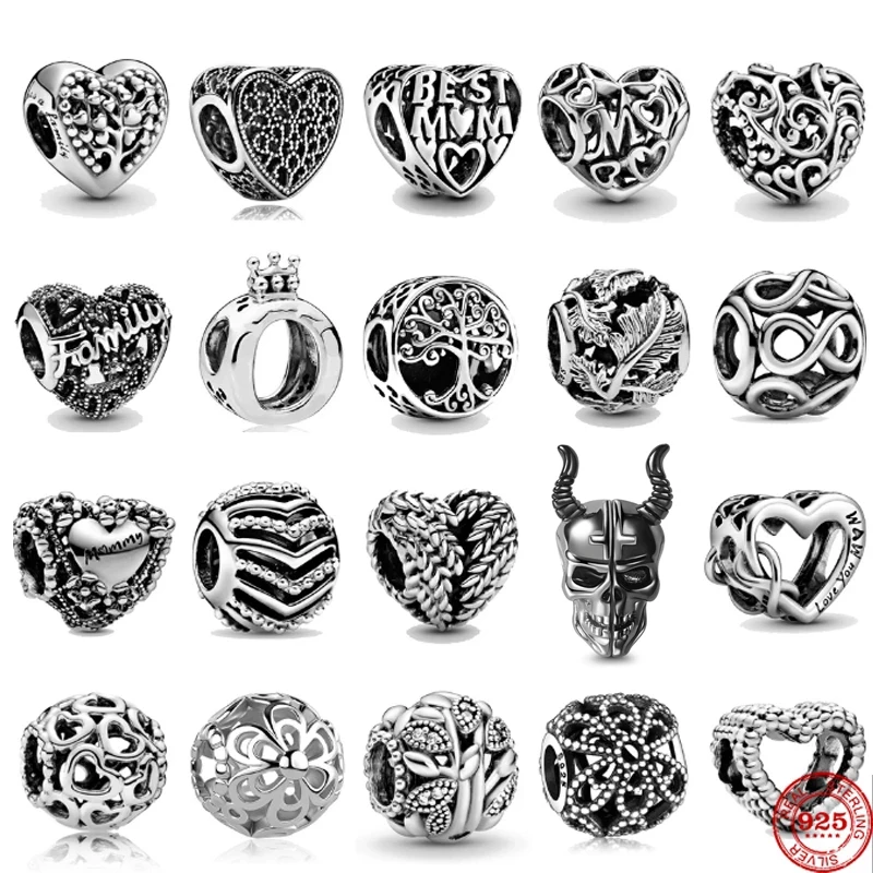 New Silver Color Charm Crown Mom Love Heart Life Tree DIY Beads Fit Original Pandora charms silver 925 Bracelet Jewelry Making