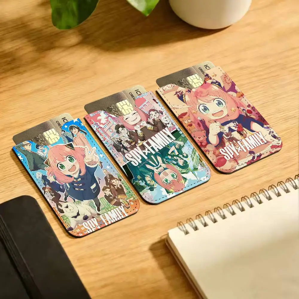 Comedy Anime Spy X Family Pu Leather Credit Card Holder Slim Business Cardholder Anti Theft Id Organizer for Men Women Outdoor