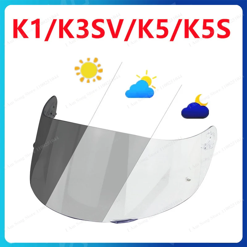 Motorcycle Photochromic Lenses Replacement Visor For AGV K1 K1S K3SV K5 K5S Compact ST Helmet Anti-UV Dustproof Riding Lens
