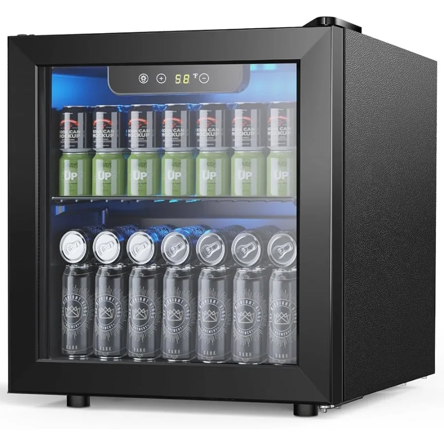 

Компактный холодильник-холодильник для напитков, 1,3 куб. фута, 12 бутылок, банка 55 — отдельно стоящий мини-холодильник со стеклянной дверью для пива, вина и др.