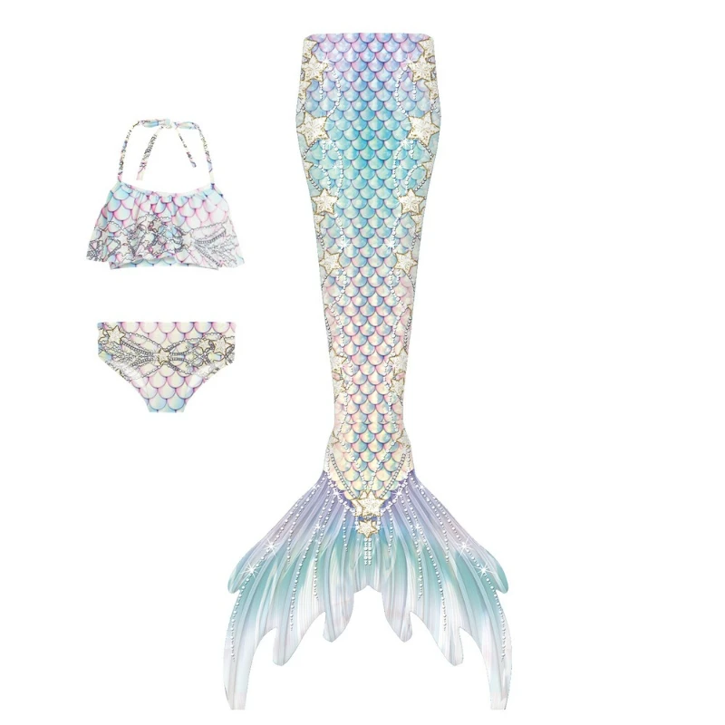 Mixed Color Scale Mermaid Bikini Set Various Pattern Swim Outfit for Beach Vacation Pool Party and Cosplay Role‑Play Events