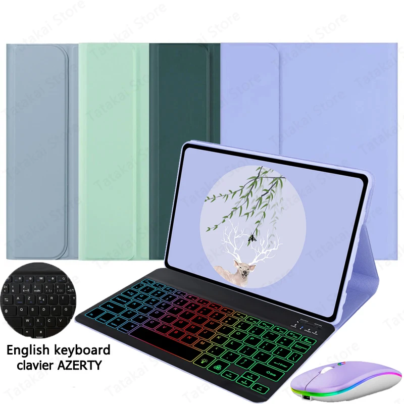 Rainbow Backlit Keyboard for Xiaomi Redmi Pad SE 2023 Case Clavier AZERTY Keyboard for Coque Redmi Pad SE Keyboard Spanish Ñ