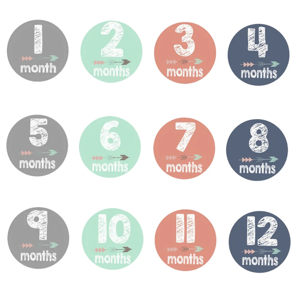

12Pcs Baby Monthly Stickers Self-Adhesive Newborn Milestone Photo Props for Scrapbook Keepsake Album Baby Monthly Stickers