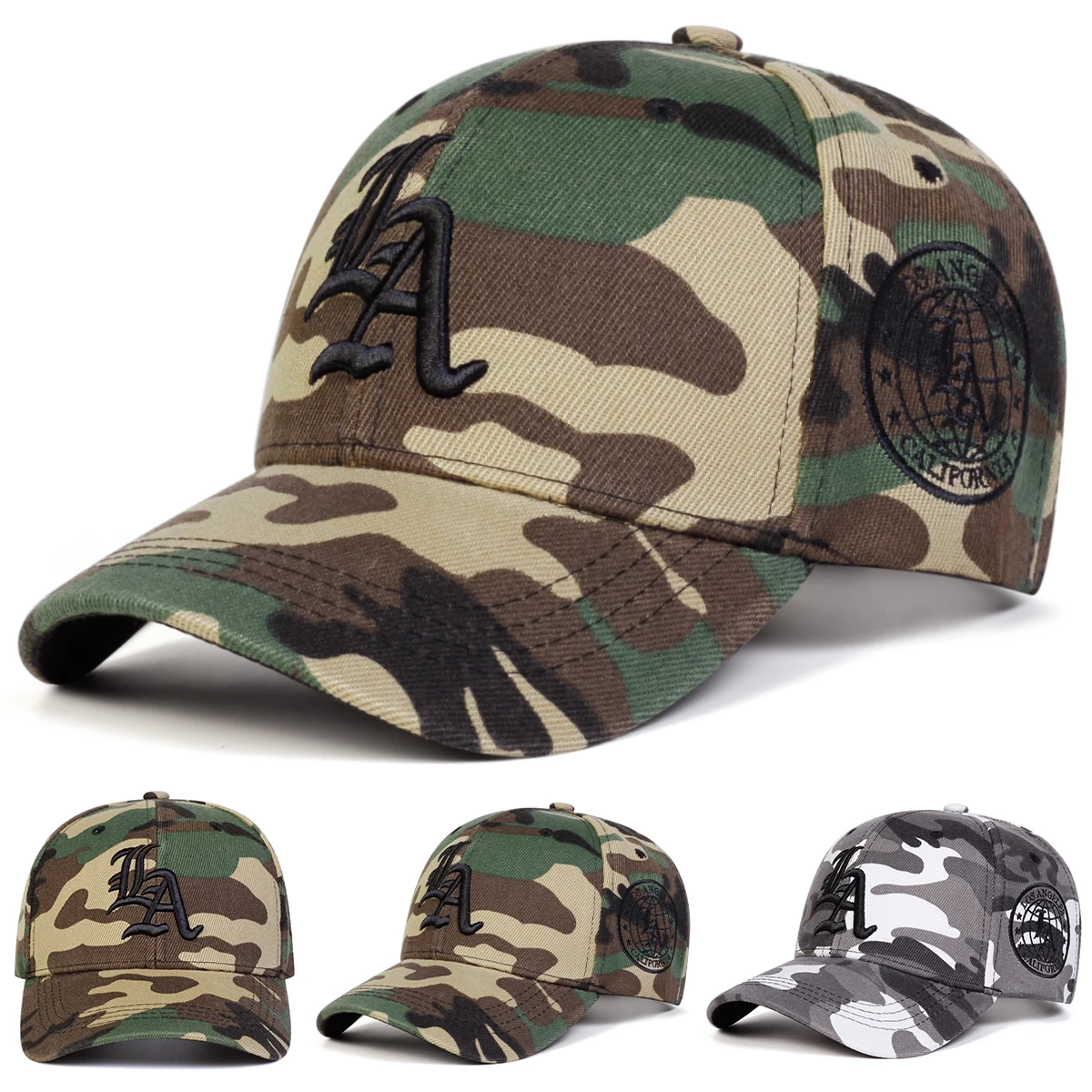 للجنسين القوطية LA التطريز التمويه قبعات البيسبول ربيع الخريف في الهواء الطلق قابل للتعديل قبعات عادية واقية من الشمس قبعة قبعة رياضية