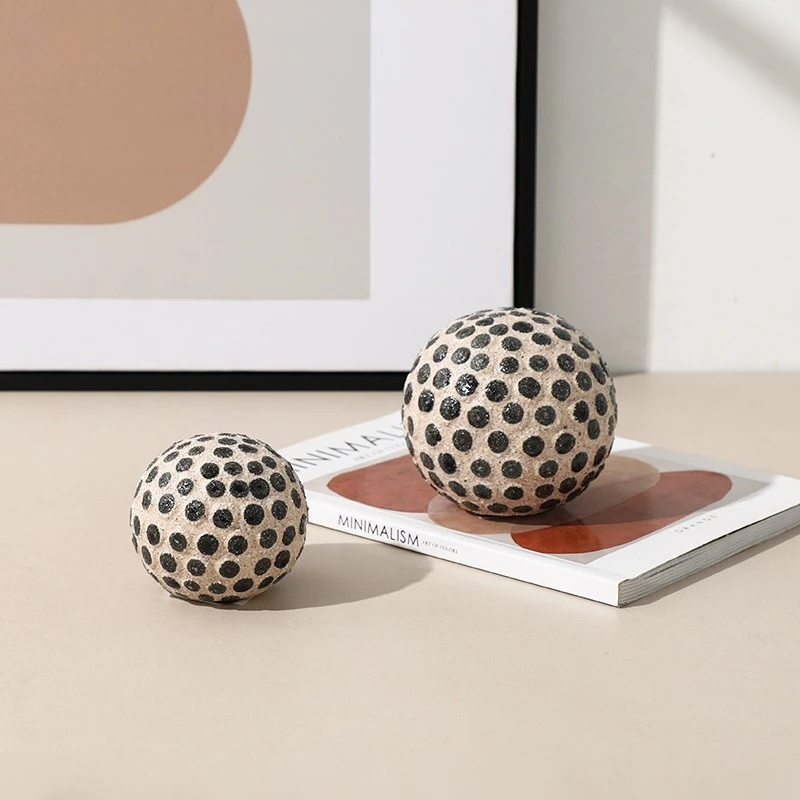 

Креативная ручная роспись, текстура песчаника, керамический шар, орнамент, ваби-саби, ретро-стиль, украшение для дома, искусство, песочный шар в горошек