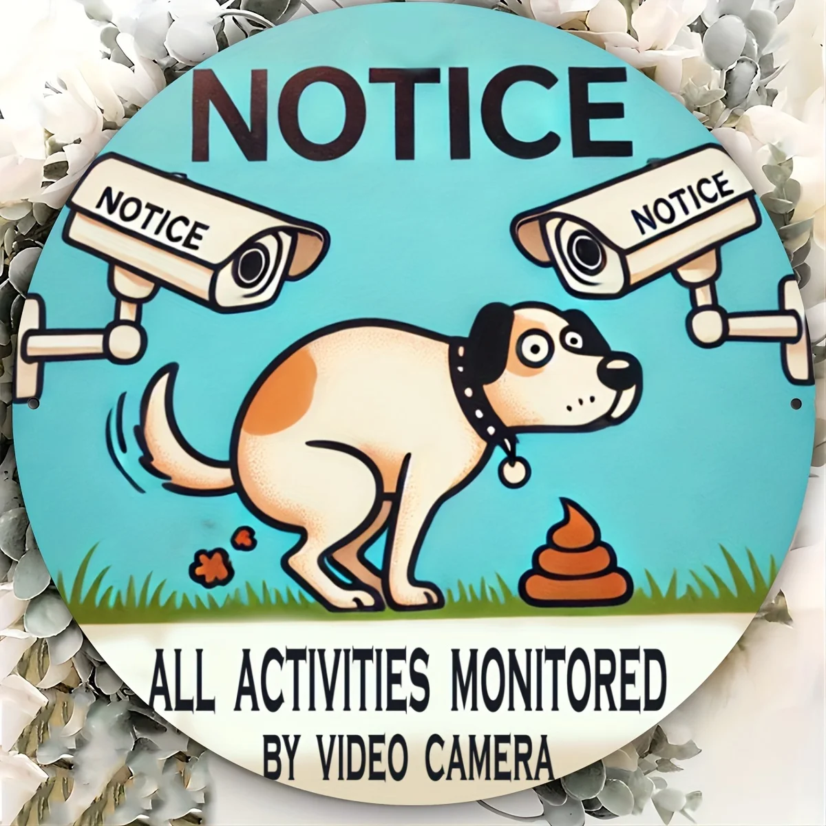 

"Notice - All Activities Monitored by Video Camera" Sign,12x12inch 30x30cm Round, for Home Decor, Outdoor, Yard, Garden, Lawn