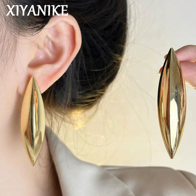 

XIYANIKE Metal Tapered Smooth Long Stud Piercing Earrings For Women Girl Summer New Fashion Jewelry Gift Party Beach сережки