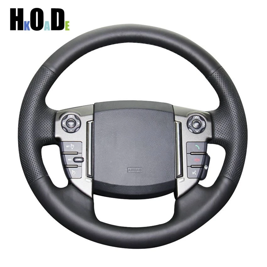 

DIY Black Artificial Leather Car Steering Wheel Cover for Land Rover Discoverer 3 4 Freelander 2 Range Rover Sport Edition