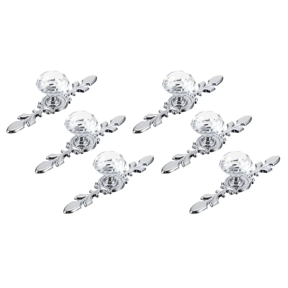 6개 크리스탈 도어 핸들 모던 메탈 서랍 손잡이 옷장 캐비닛 드레서 손잡이 교체용 홈 액세서리