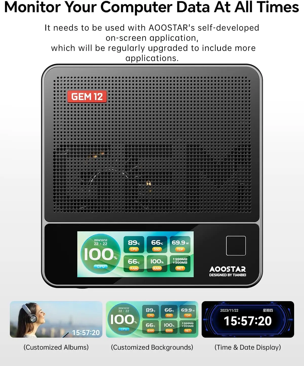 아우스타 GEM12 미니 PC 라이젠 7 PRO 8845HS 8코어/16스레드 라데온 780M 듀얼 NVMe OCuLink 70W USB4 데스크탑 게이밍 미니 PC 컴퓨터 게이머용