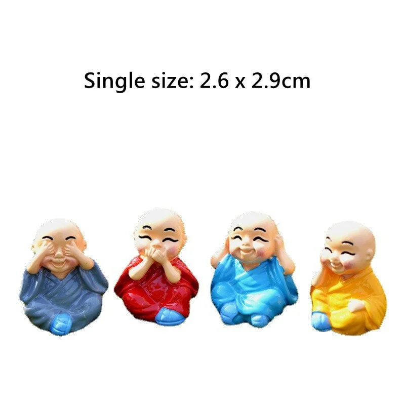 4 Pieces/set of Little Monk Resin Crafts Micro Landscape DIY Ornaments Flower Pot Garden Decoration Buddhist Monk Miniature