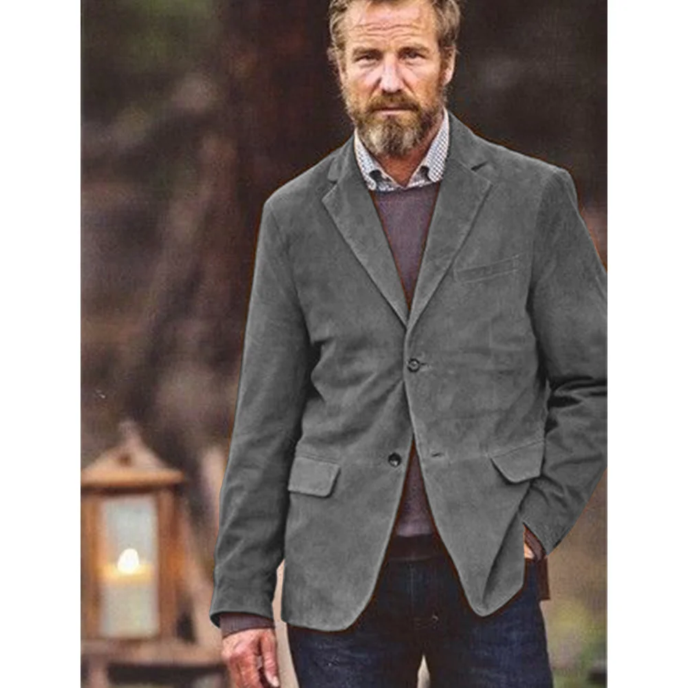 Vintage Men\'s Jacket Blazer Suede Fabric Casual Comfortable Commuting Fashion Slim Design Man Jackets Coat Suit Clothing