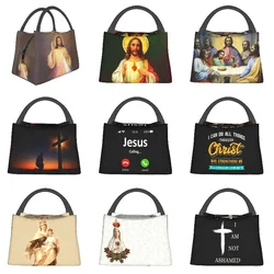 Divine Mercy Insulated Lunch Bags for Camping Travel Jesus Portable Cooler Thermal Lunch Box Women