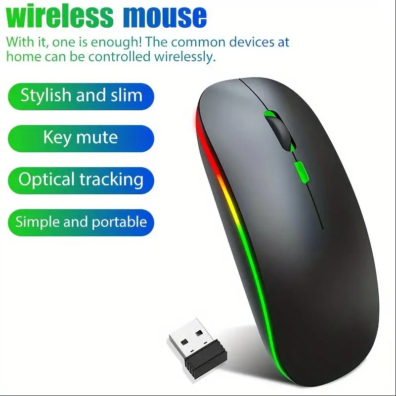 2.4G Wireless USB Mouse Bluetooth compatible Dual mode Mice -Ergonomic and Low Latency for PC/Laptop/Desktop, Gaming Office mice