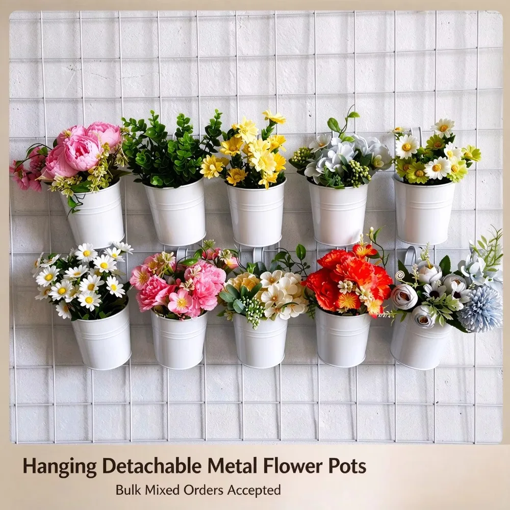 Color Flower Bucket Iron Hanging Bucket Green Plant Iron Flower Pot Hanging Bucket Home Hanging