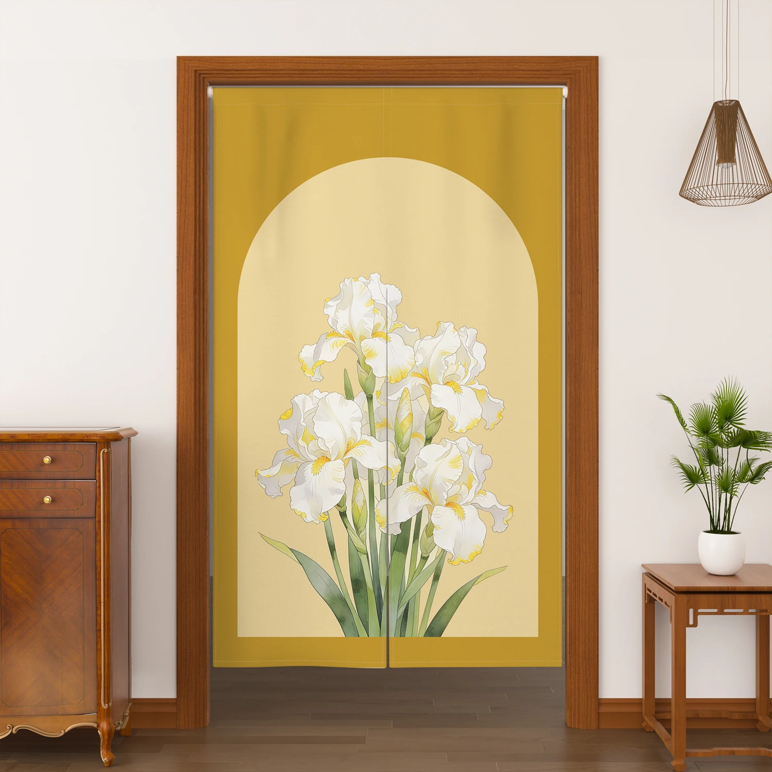 Tulip Bird Arc Door Curtain Vintage Pastoral and Chinese Style Split Arc Window Design for Home Decor Room Divider Half Curtains