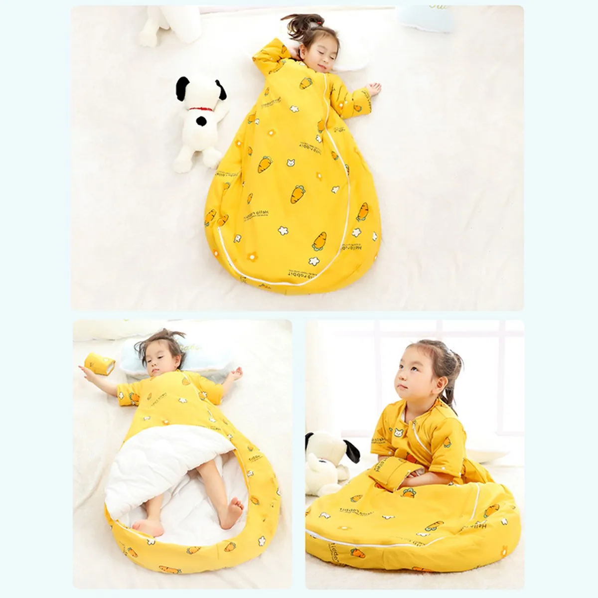 Kids Sleeping Bag Toddler Autumn Winter Thick Flannel Sleepsack Children Boy Girls Anti-kick Infant Romper Sleep Sack For Babies