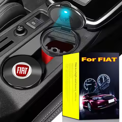 Car New Portable Shape LED Ashtray Garbage Coin Storage Container For Fiat 500 500C 500L 500X Brava Ducato Fiorino Panda Stilo