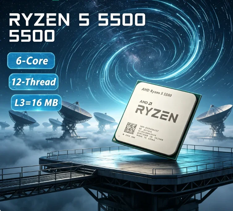 AMD Ryzen 5 5500 Entry 3A Gaming CPU 6 Core 12 Thread 4.2GHz AM4 16MB L3 Cache 65W Desktop Gaming Processor Without Cooler