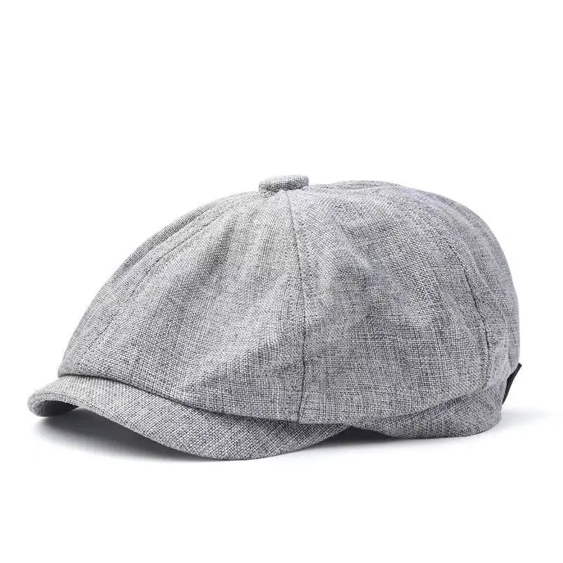 

Men Spring Summer Thin Retro Beret Hat Fashion Casual Octagonal Hats Cotton Linen Newsboy Caps Plus Size 63CM