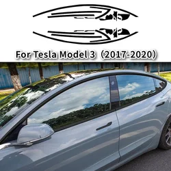 PVC Black Sticker for Tesla Model 3 Car Window Decorative Strip Car Body Color Changing Patch Film 2017-2020 Car Accessories