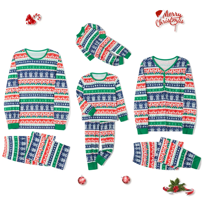 

Christmas Family Pajamas Matching Set Santa Claus Print Long Sleeve Tops and Drawstring Waist Pants Sleepwear for a Cozy