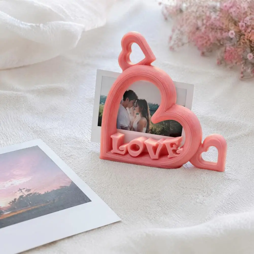 Wedding Sign Table Decoration Heart Shaped Photo Holder Heart Photo Stand with Embossed Love Letters 3d Printed Vertical Slot