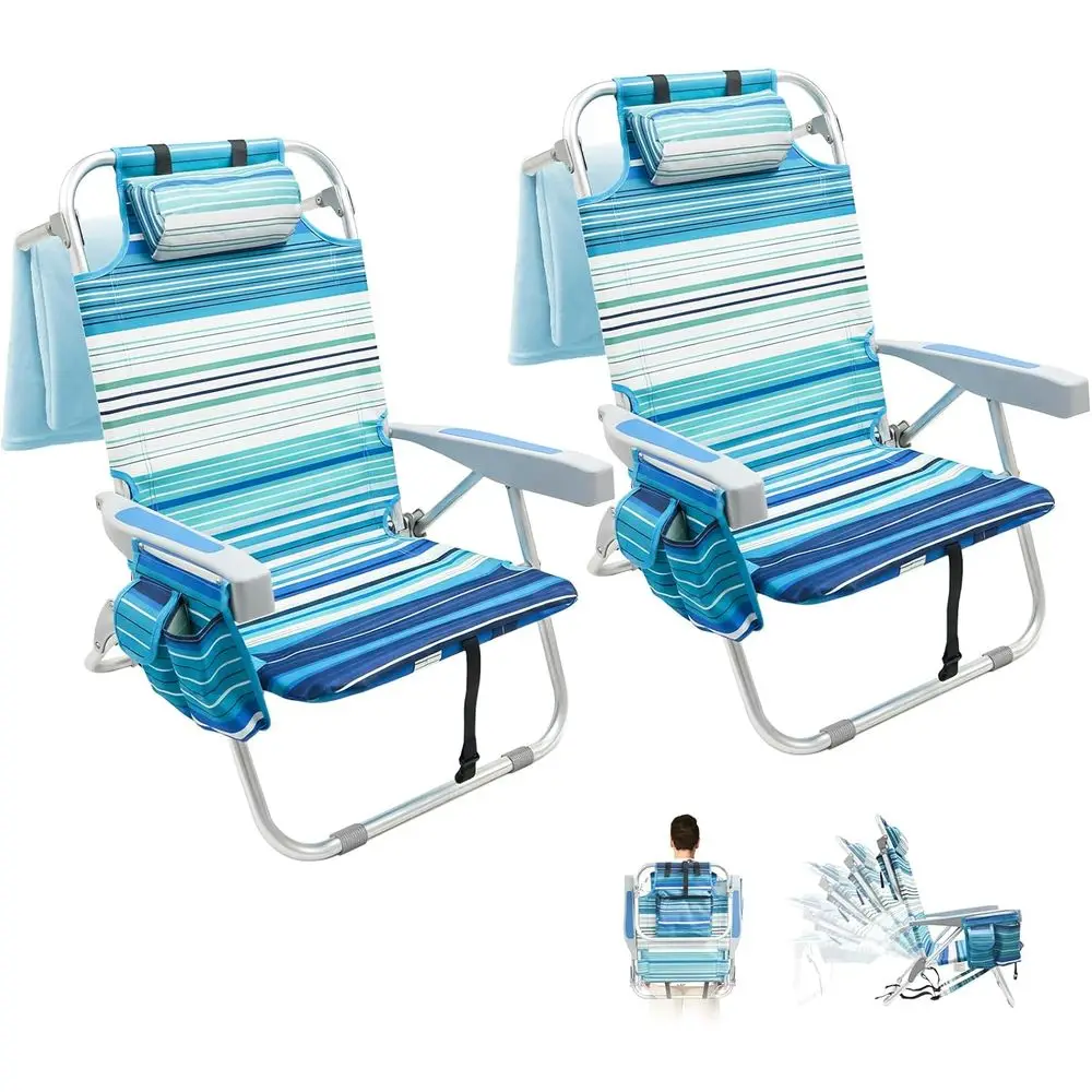 

Набор из 2-х раскладных пляжных кресел для взрослых, легкие, с регулировкой в 5 положениях, компактные, устойчивые к песку, с подстаканником, выдерживают до [веса] человек.