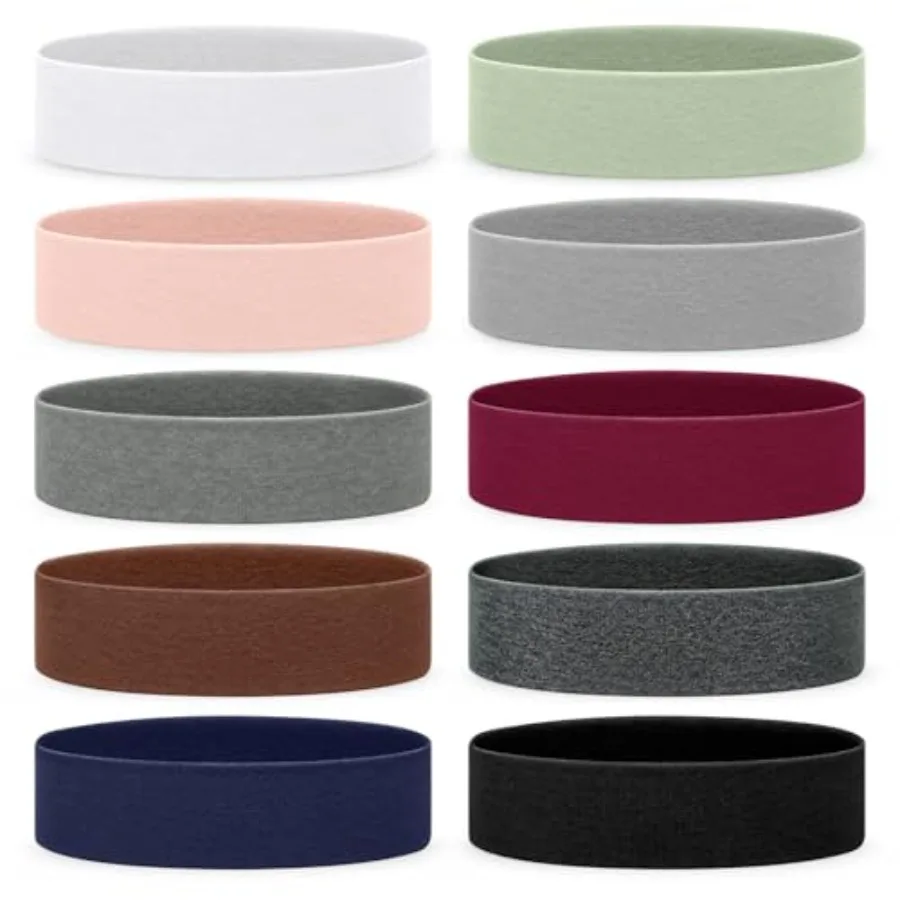 Sport Headbands for Women, Elastic Soft Fabric Non-Slip Hair Bands Hair Warp for Daily Workout Yoga Running Sports, 10 Pack