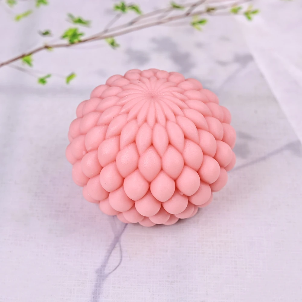 1pc 3D striped spherical silicone mold, suitable for candle, soap, and resin handicrafts - circular water droplet design, suitab