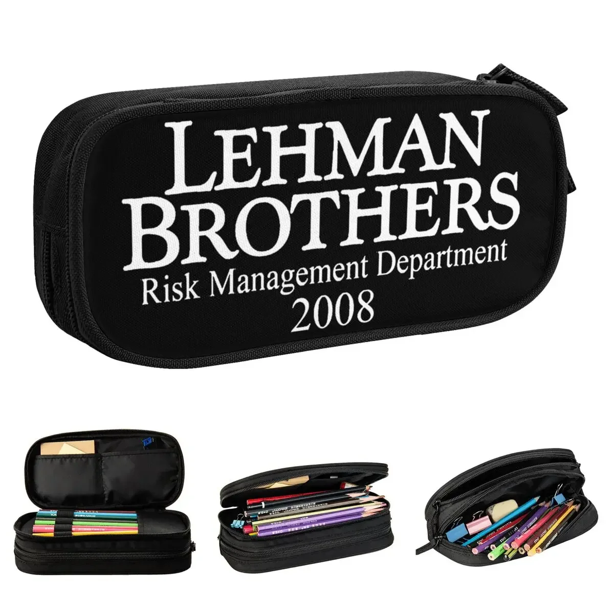 Large Pen Box Lehman Brothers Risk Management Department 2008 Office Supplies Double Layer Pencil Case Stationery Bag Gift