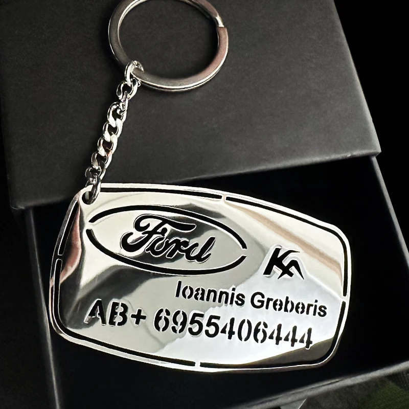 

Customized Name Keychain For Car Logo Plate Phone Number Personalized Gift Anti-lost Keyring Key Chain Ring Gifts