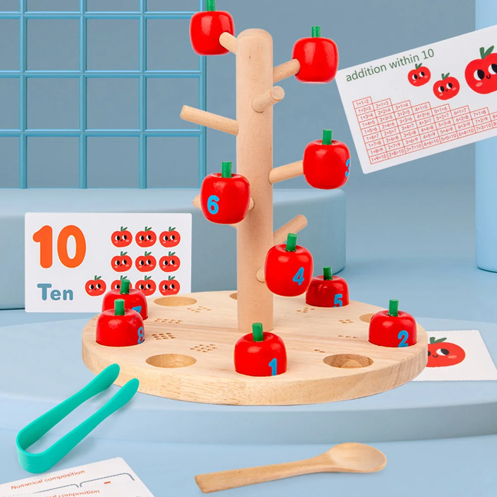 1 セットリンゴの木デジタル木製早期教育玩具子供のための子供男の子女の子インタラクティブ学習ギフト