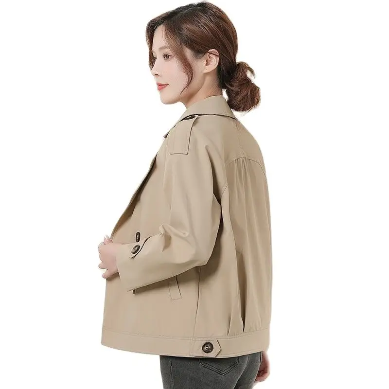 

Женская короткая ветровка с воротником, Повседневная Базовая ветровка в Корейском стиле, верхняя одежда, весна-осень 2022