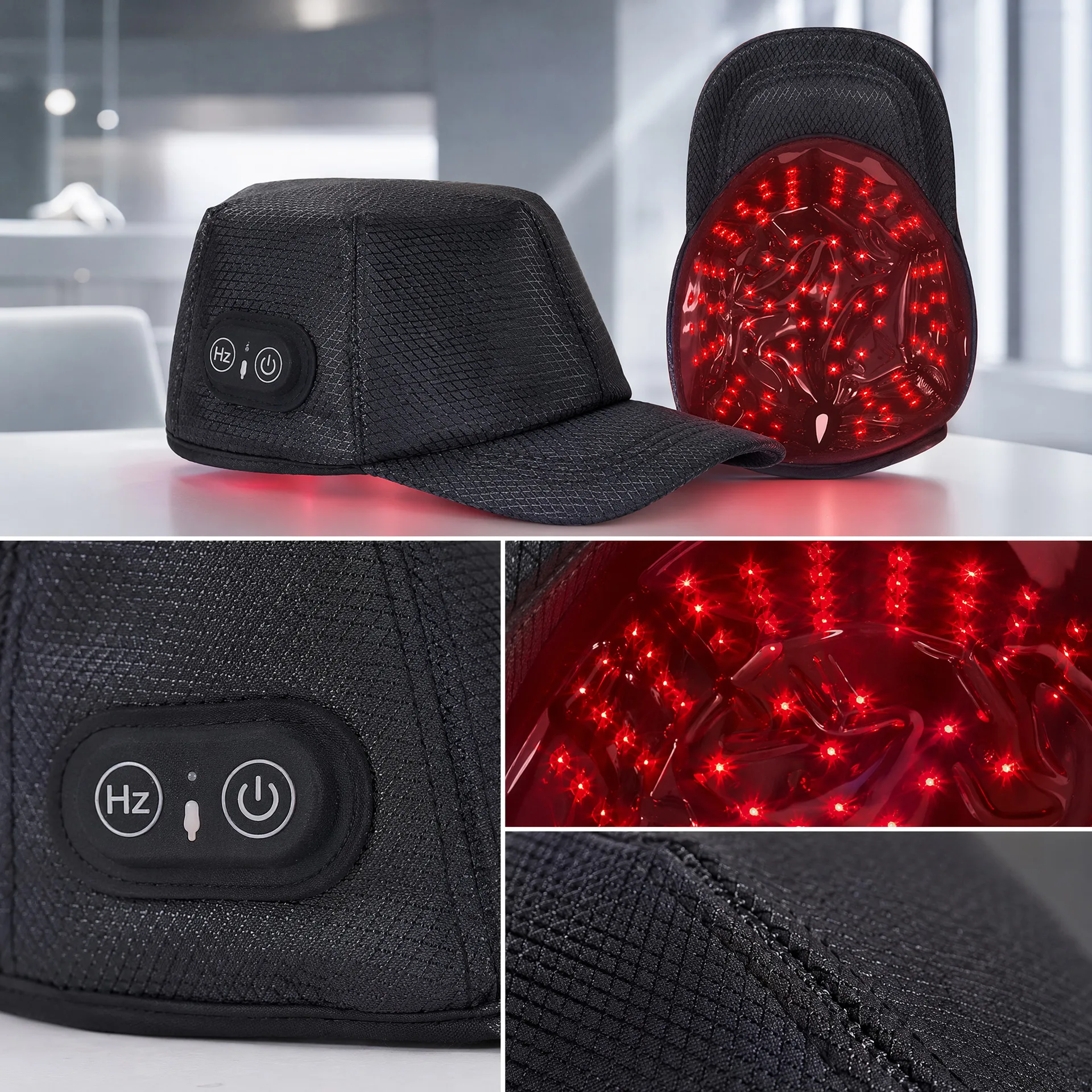 LED Red Light Hair Care Cap Occurs, Home Adjustable Red and Blue Light Physiotherapy Hair Care Cap Hair Care Instrument
