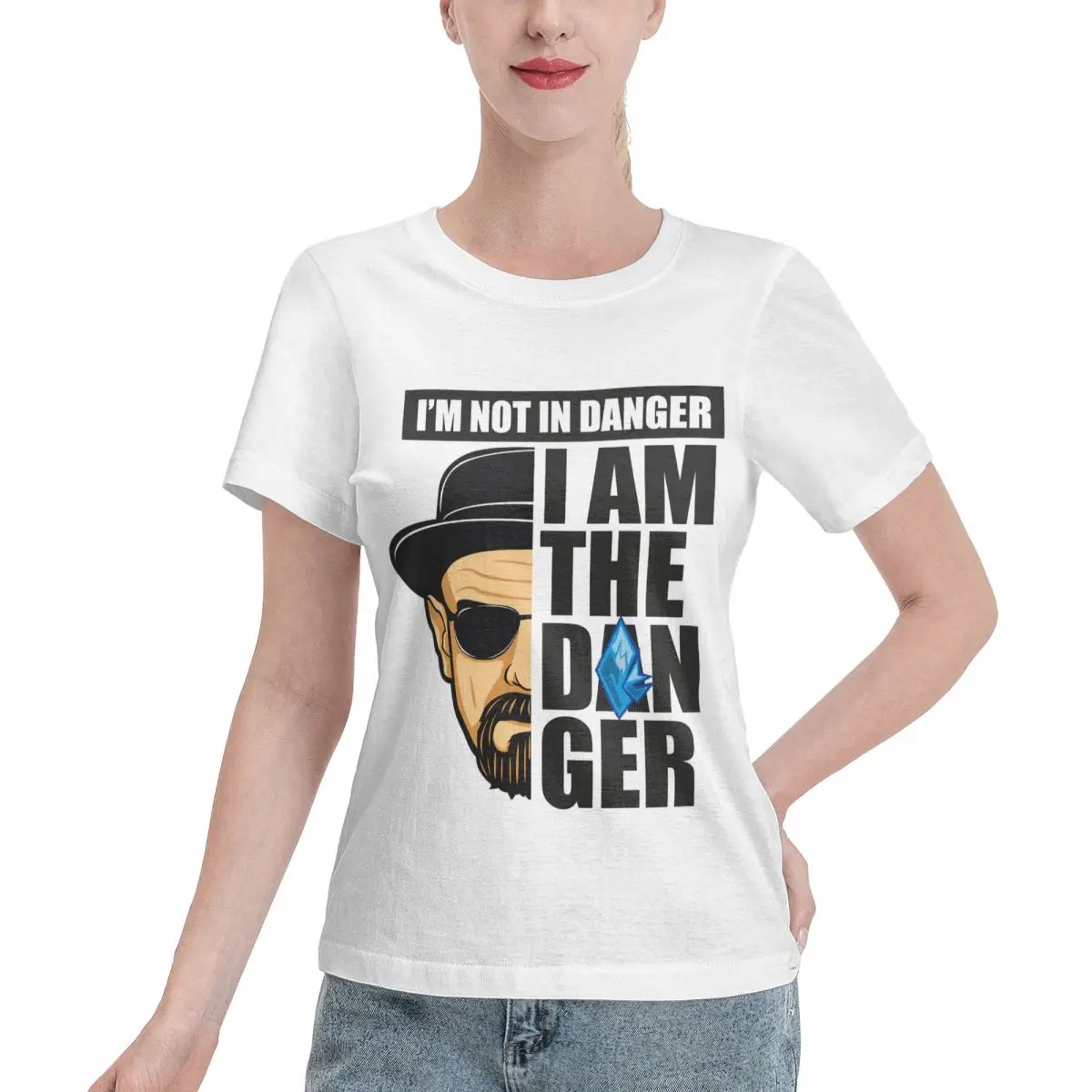 Heisenberg I Am The Danger Women's Basic Short Sleeve T-Shirt Fresh Tshirt Unique Humor Graphic High grade Eur Size