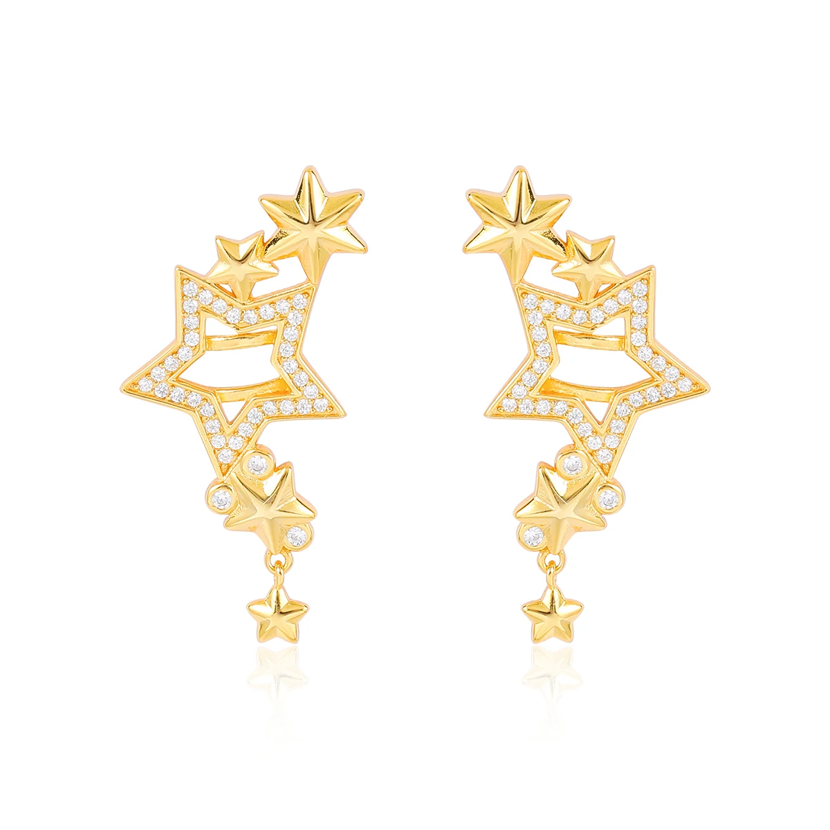 HAIKE-Boucles d'oreilles en argent regardé S925 pour femme, motif étoile, clip d'oreille, à la mode, personnalisé, style dynamique, design original, 2024