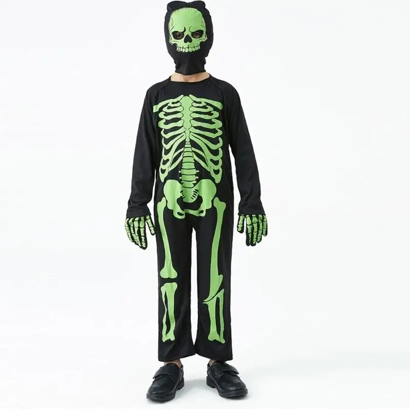 652F jongen meisje skelet kostuum kinderen Halloween kostuums partij cosplay bodysuit rollenspel jumpsuit fancy dress up bone