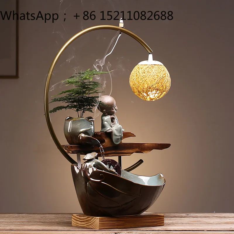 LLY flowing water ornament lucky water wheel fountain living room desktop office circulation ceramic creative zen opening gift