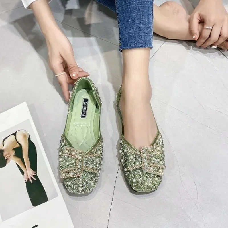 2024 Women Fashion Flat Single Shoes Feamle Autumn  Toe Shoes Flat Loafers Soft Sole Ladies Plus 35-40 Zapatos De Mujer