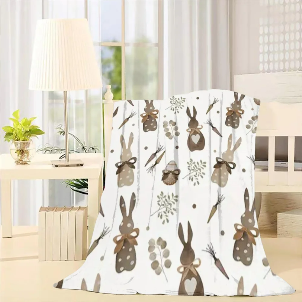 Easter Bunny Pattern Flannel Throw Blanket