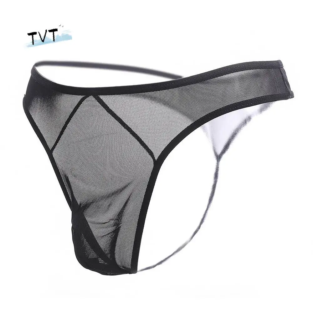 

Men's Low Waist Underwear Ultra-thin Thong Transparent Network