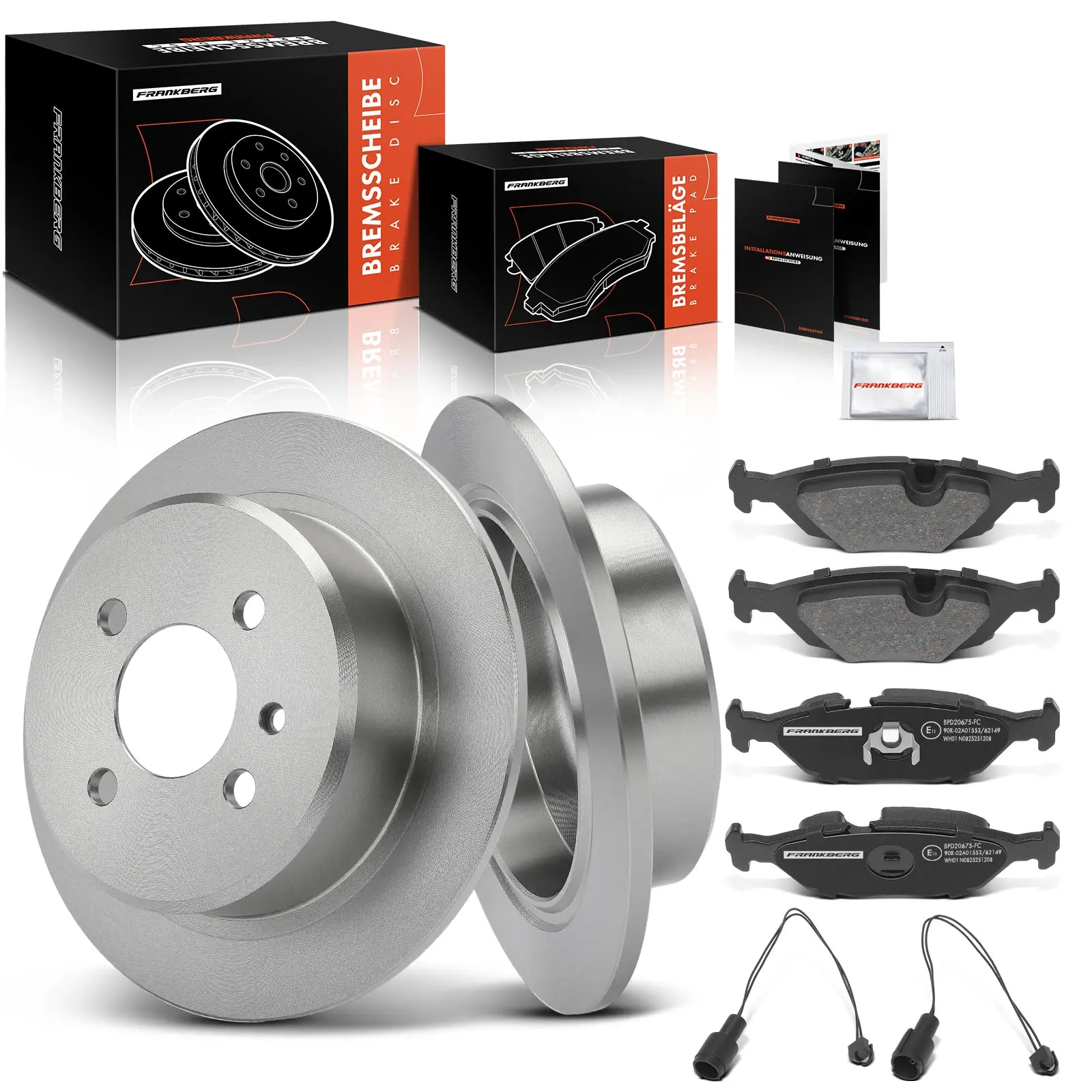 Frankberg 2x Bremsscheiben + 4x Bremsbeläge Hinterachse Links Rechts für BMW 3er Touring Cabriolet E30 34211156746 34211153196